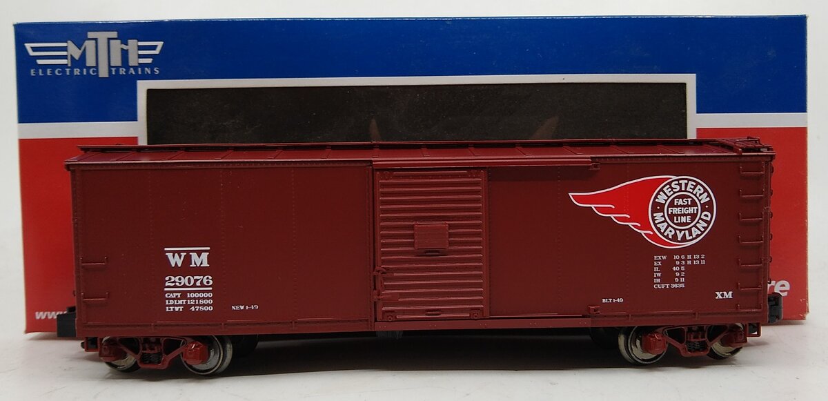 MTH 35-74010 S Gauge 40' Western Maryland Boxcar #29076