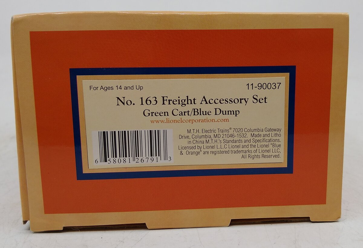 MTH 11-90037 Green Cart/Blue Dump No. 163 Freight Accessory Set