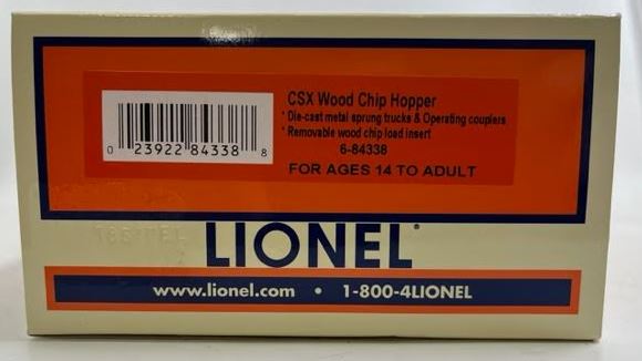 Lionel 6-84338 O Gauge CSX Woodchip Hopper Car #84338