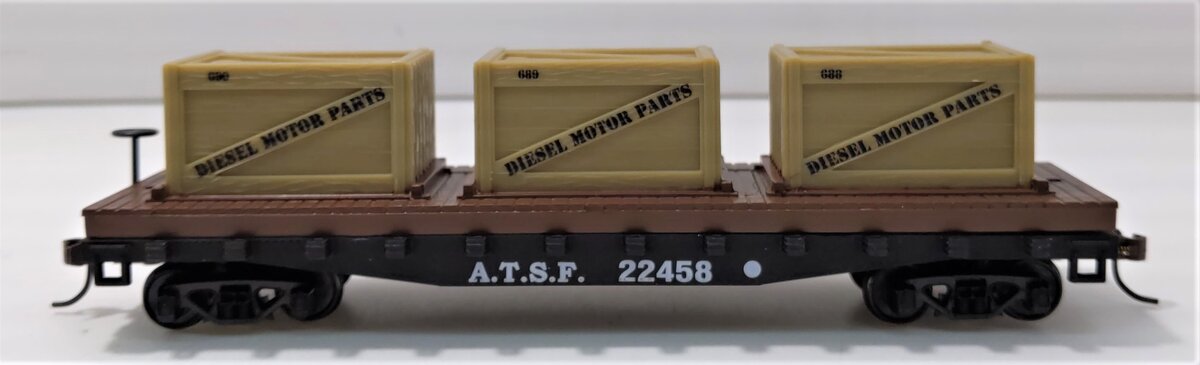 Mantua 727001 HO Scale ATSF 40' Flat with Crates #22548