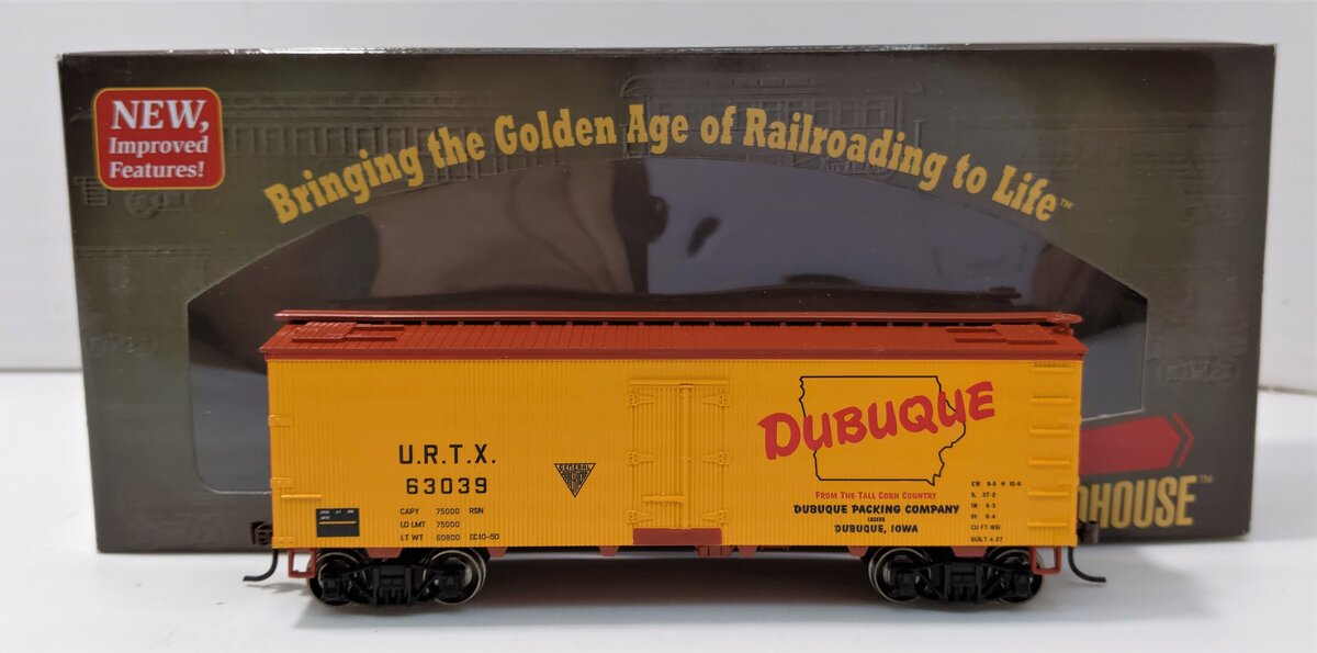 Roundhouse 85496 HO Dunbuque Packing Co. 36' Meat Reefer URTX #63039