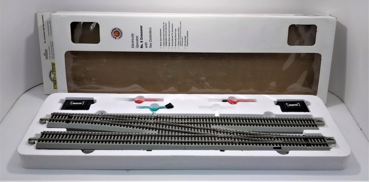 Bachmann 44576 HO Nickel Silver #6 E-Z Track RH Remote Crossover Switch Turnout