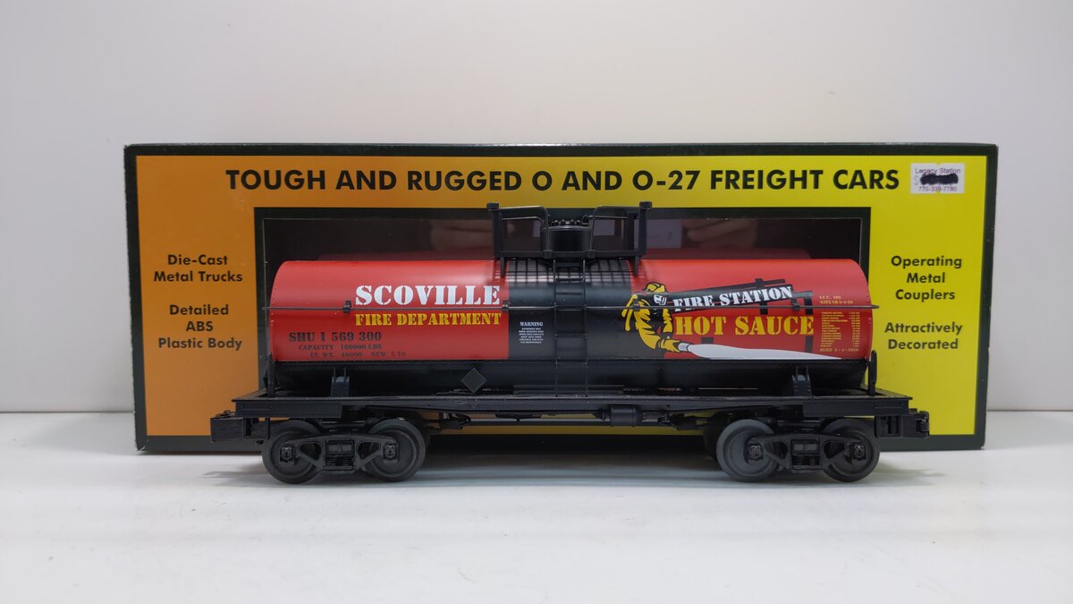 MTH 30-73577 O Fire Station Hot Sauce RailKing Smoking Tank Car #1569300