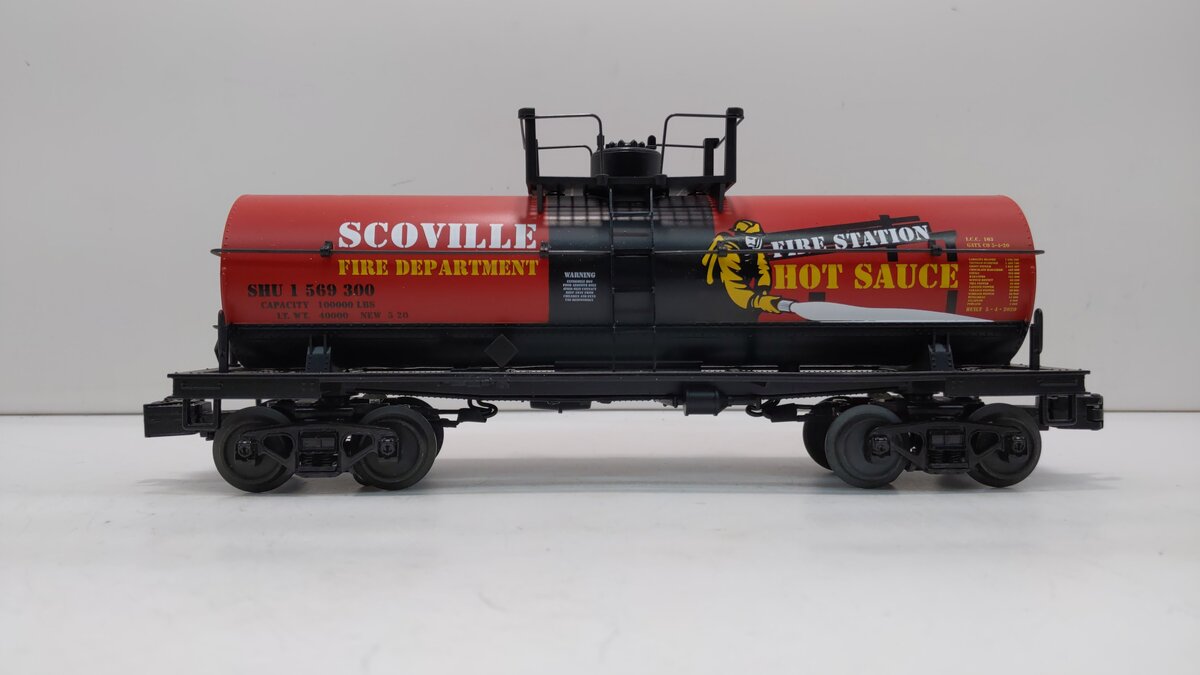 MTH 30-73577 O Fire Station Hot Sauce RailKing Smoking Tank Car #1569300