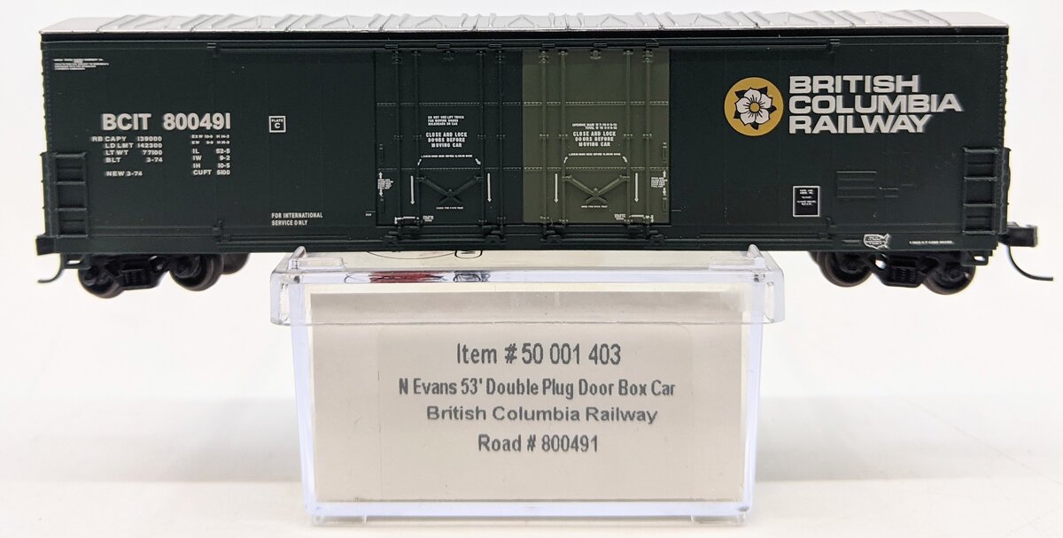 Atlas 50001403 N British Columbia Railway Evans 53' Double Plug-Door #800491