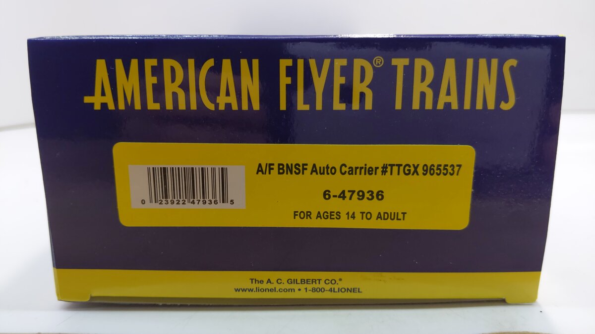 American Flyer 6-47936 S BNSF Auto Carrier #TTGX 965537