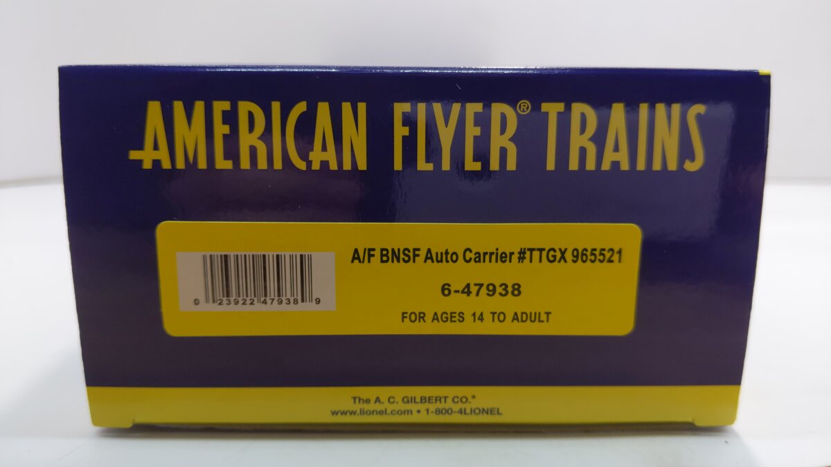 American Flyer 6-47938 S Burlington Northern Santa Fe Auto Carrier #TTGX 965521