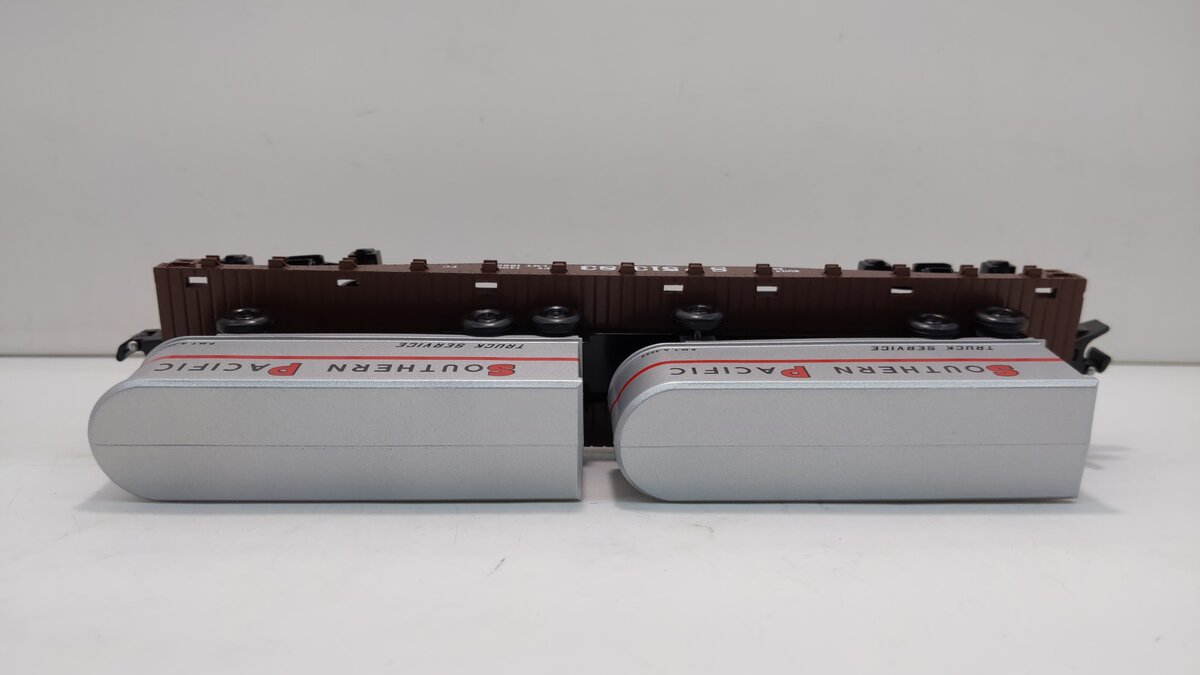 American Flyer 6-48532 S Gauge Southern Pacific Flatcar w/Piggyback Trailers