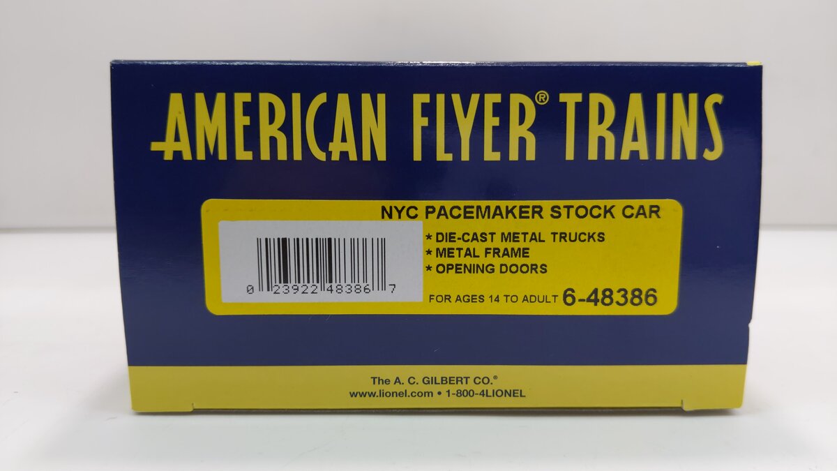 American Flyer 6-48386 S Scale New York Central/PaceMaker Stock Car