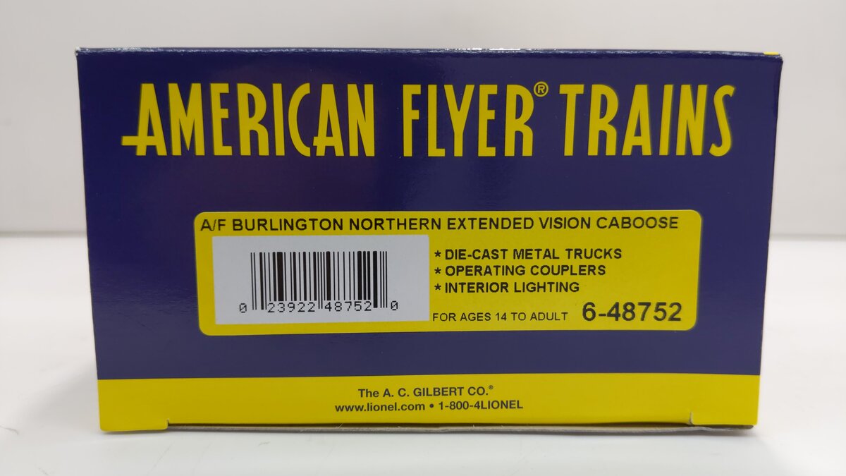 American Flyer 6-48752 S Scale Burlington Northern Extended Vision Caboose