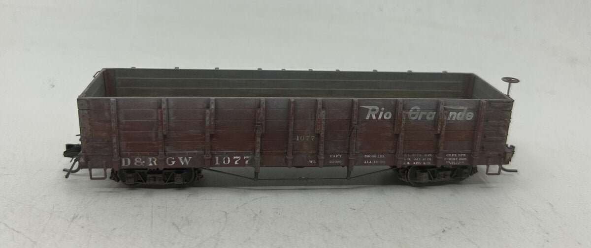 Blackstone Models 340410W HOn3 DRGW 1000 Ser. High Side Weathered Gondola #1077