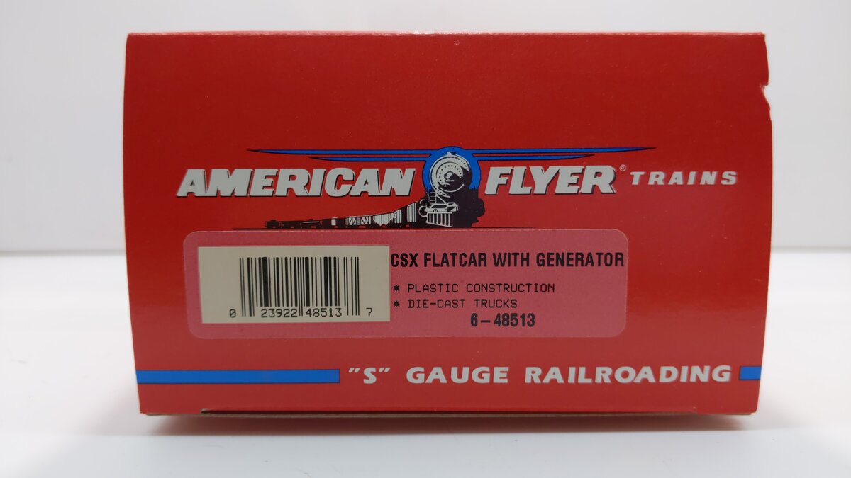 American Flyer 6-48513 S Gauge CSX Flatcar w/ Generator