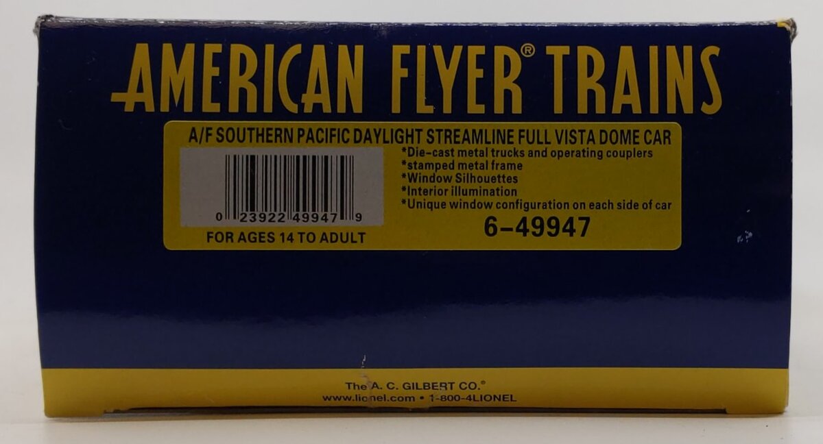 American Flyer 6-49947 S Scale Southern Pacific Daylight Full Vista Dome Car