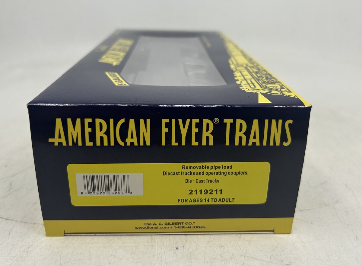 American Flyer 2119211 S D&RGW Gondola with Pipe Load #56326