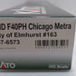 Kato 37-6573 HO Chicago Metra "City of Elmhurst" F40PH Diesel Locomotive #163