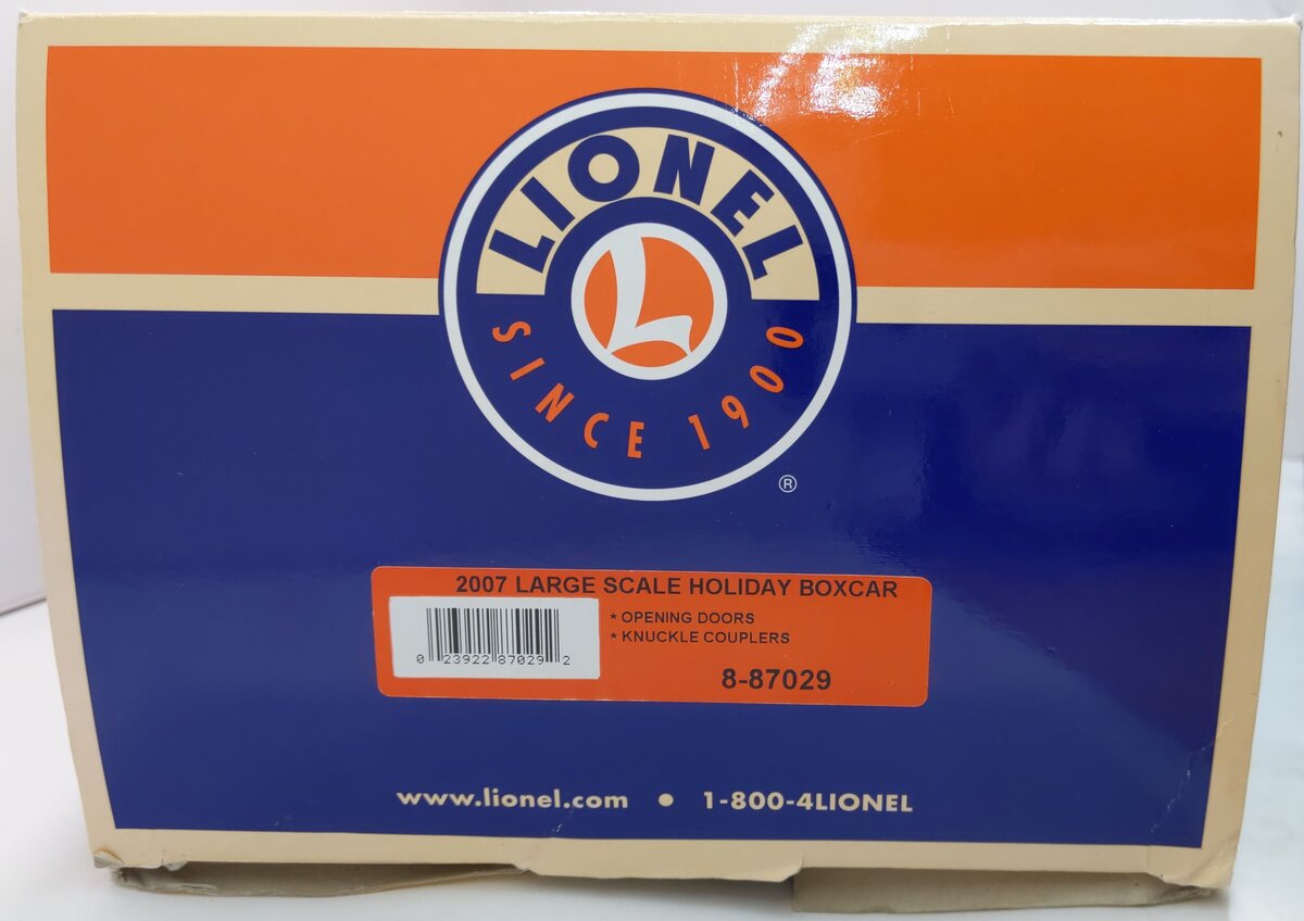 Lionel 8-87029 G Scale 2007 Christmas Boxcar