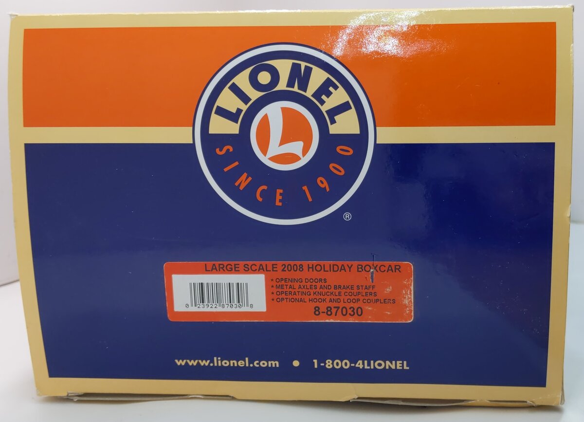 Lionel 8-87030 G Scale 2008 Christmas Boxcar