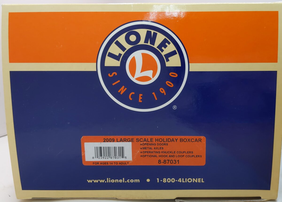 Lionel 8-87031 G Scale 2009 Christmas Boxcar