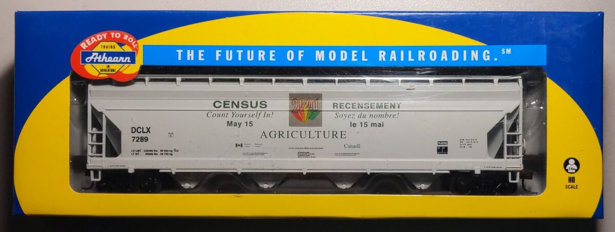 Athearn 72311 Canadian Census #7289 HO RTR ACF Centerflow Hopper