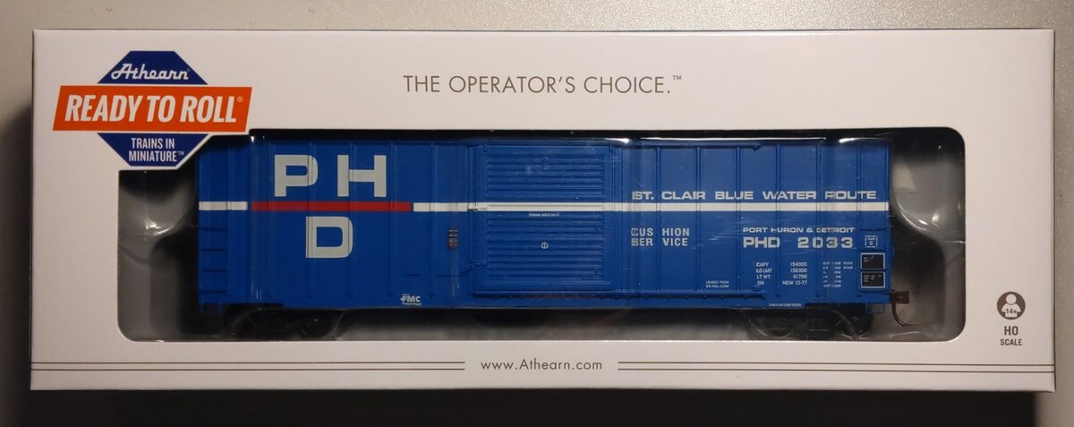 Athearn 14972 HO Scale Port Huron & Detroit 50' FMC 5347 Boxcar #2033