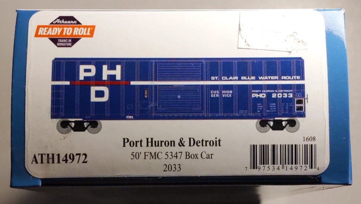 Athearn 14972 HO Scale Port Huron & Detroit 50' FMC 5347 Boxcar #2033