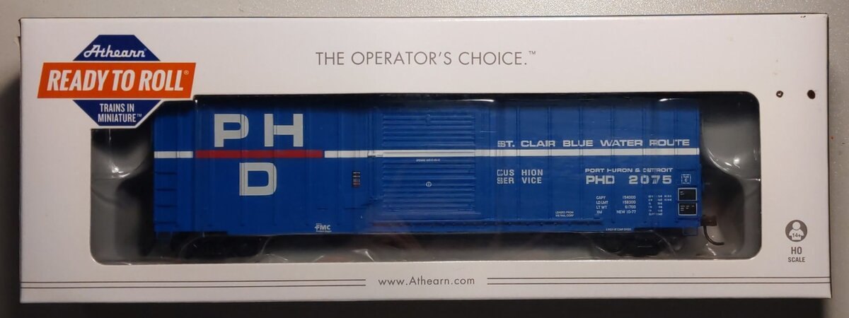 Athearn 14974 HO Scale Port Huron & Detroit 50' FMC 5347 Boxcar #2075