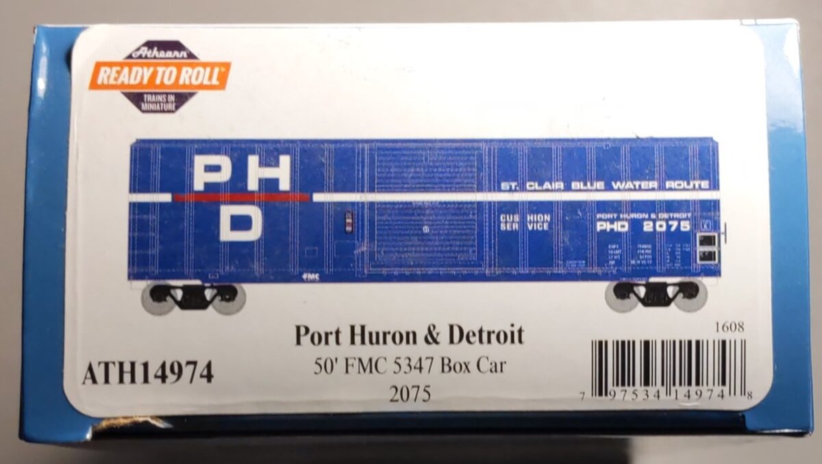 Athearn 14974 HO Scale Port Huron & Detroit 50' FMC 5347 Boxcar #2075