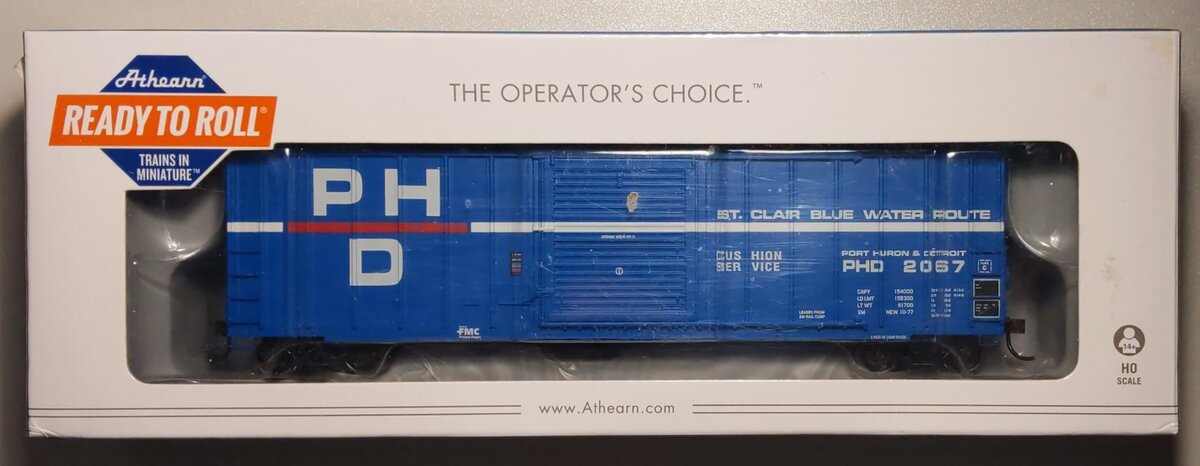 Athearn 14973 HO Scale Port Huron & Detroit 50' FMC 5347 Boxcar #2067