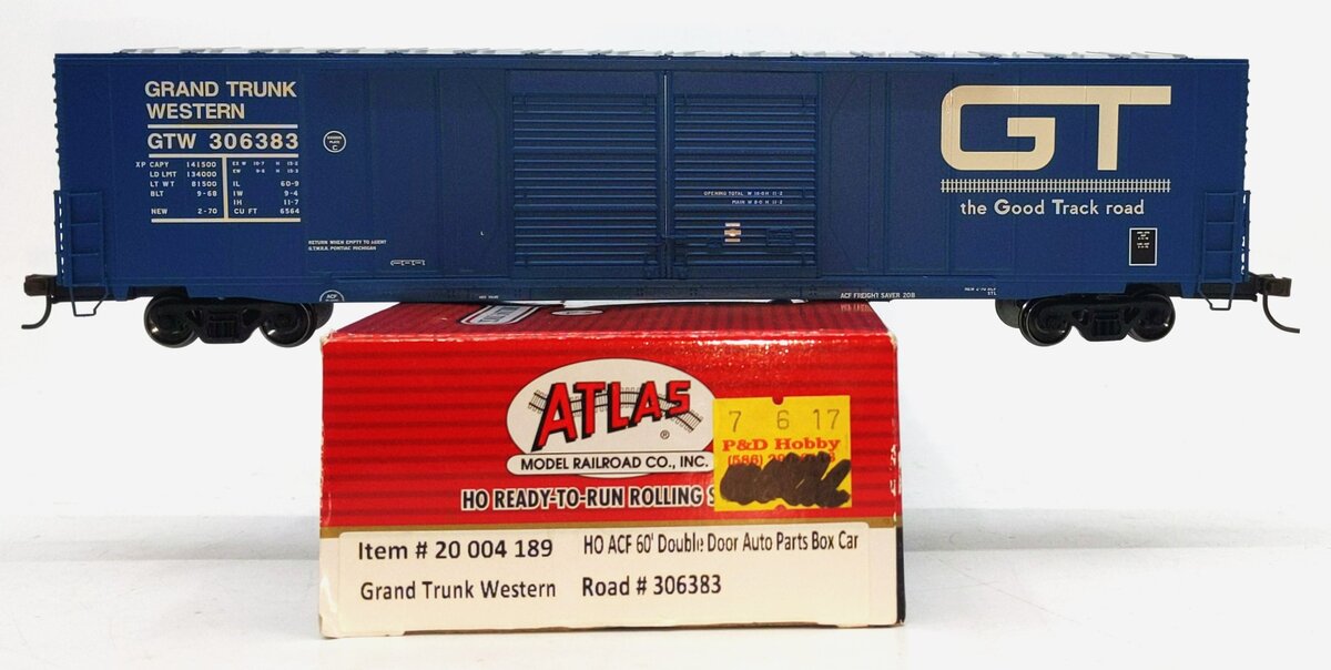 Atlas 20004189 HO Scale Grand Trunk Western 60' Double-Door Boxcar #306383