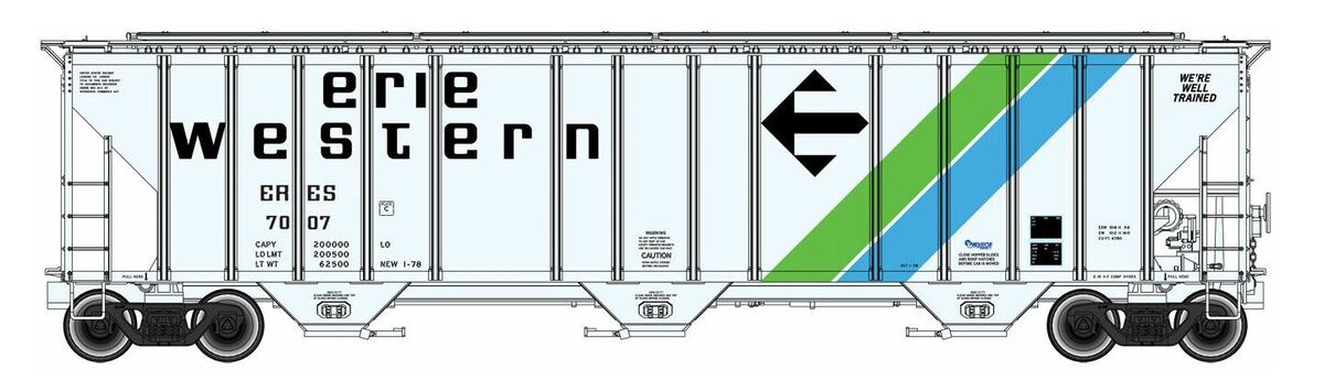 Walthers 920-106116 HO Erie Western ERES 55' Evans 4780 Covered Hopper #7007