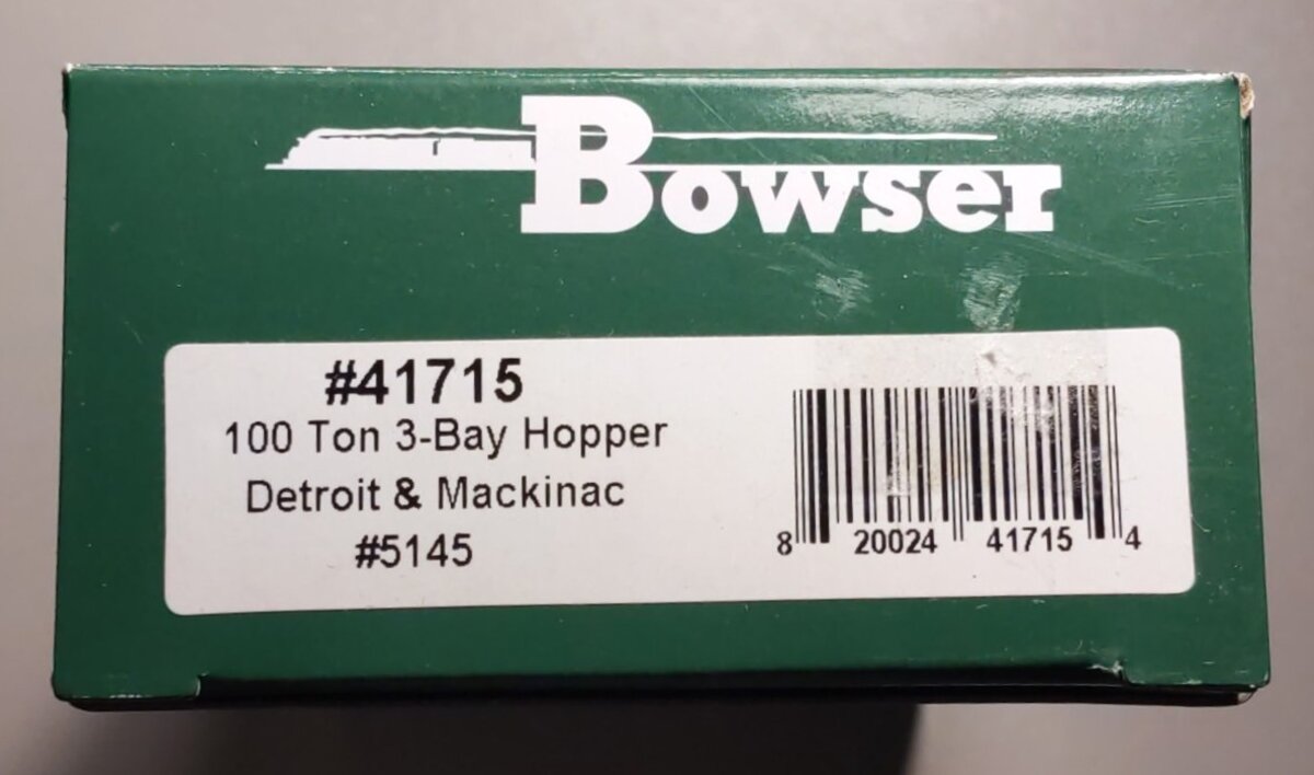 Bowser 41715 HO Scale Detroit & Mackinac 100-Ton 3-Bay Hopper #5145
