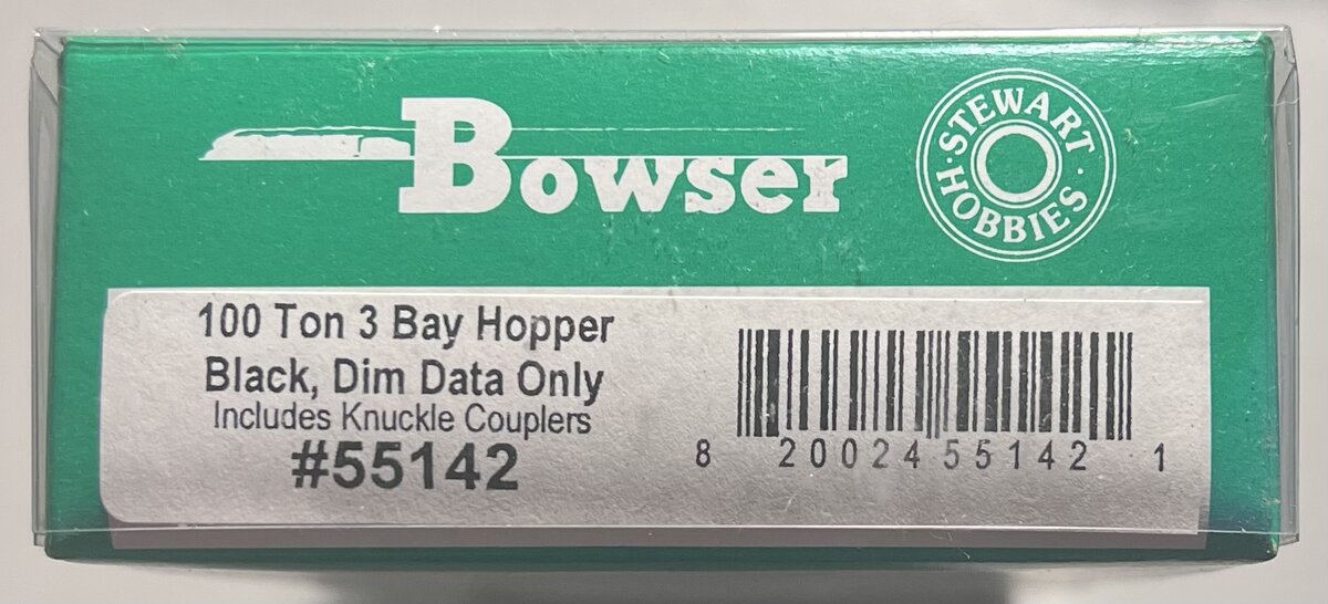 Bowser 55142 HO Scale Dimensional Data Only 100 Ton 3-Bay Hopper Kit