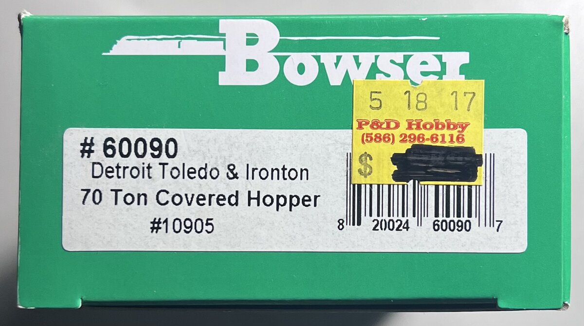 Bowser 60090 HO Scale Detroit Toledo & Ironton 70 Ton Covered Hopper Kit #10905