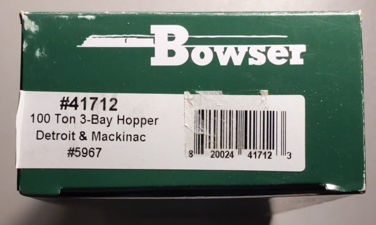Bowser 41712 HO Scale Detroit & Mackinac 100 Ton 3-Bay Hopper #5967