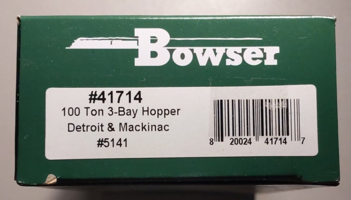 Bowser 41714 HO Scale Detroit & Mackinac 100 Ton 3-Bay Hopper Car #5141