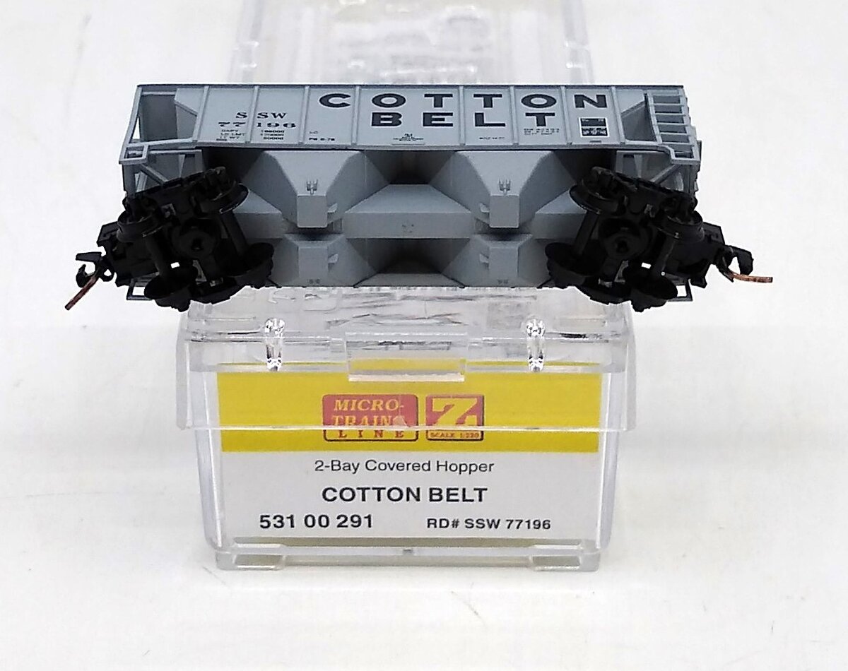Micro-Trains 53100291 Z Scale SSW Cotton Belt 2-Bay Covered Hopper Car #77196