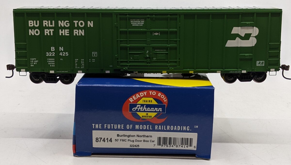 Athearn 87414 HO Scake Burlington Northern 50' FMC Plug Door Box Car #322425
