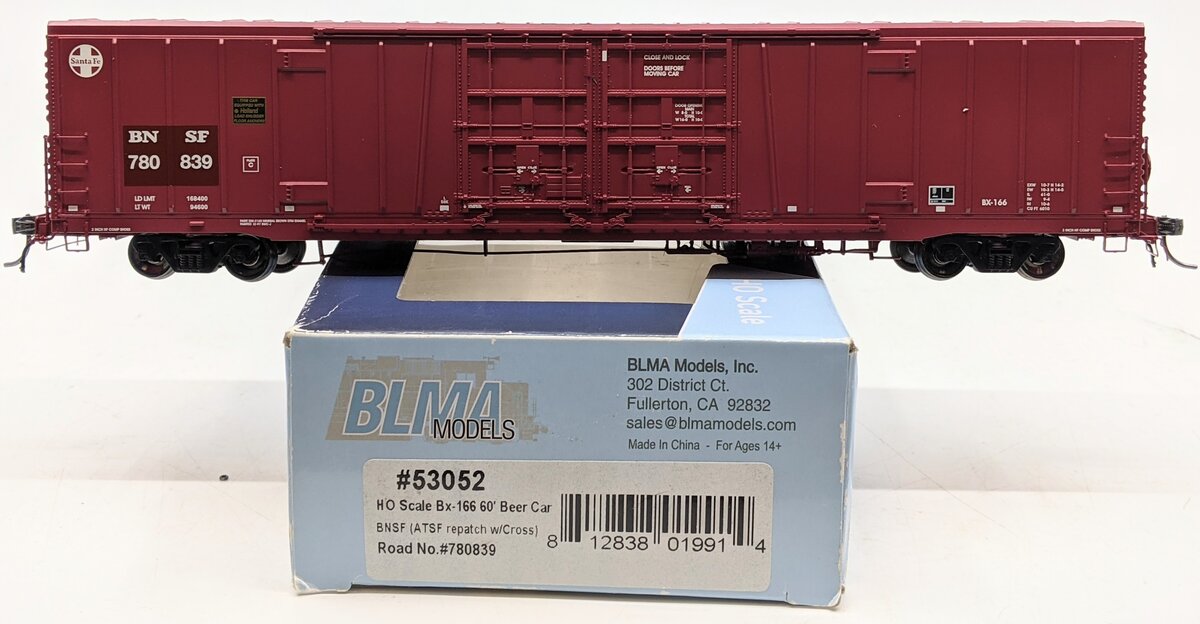 BLMA Models 53052 HO Burlington Northern Santa Fe Bx-166 60' Beer Car #780839