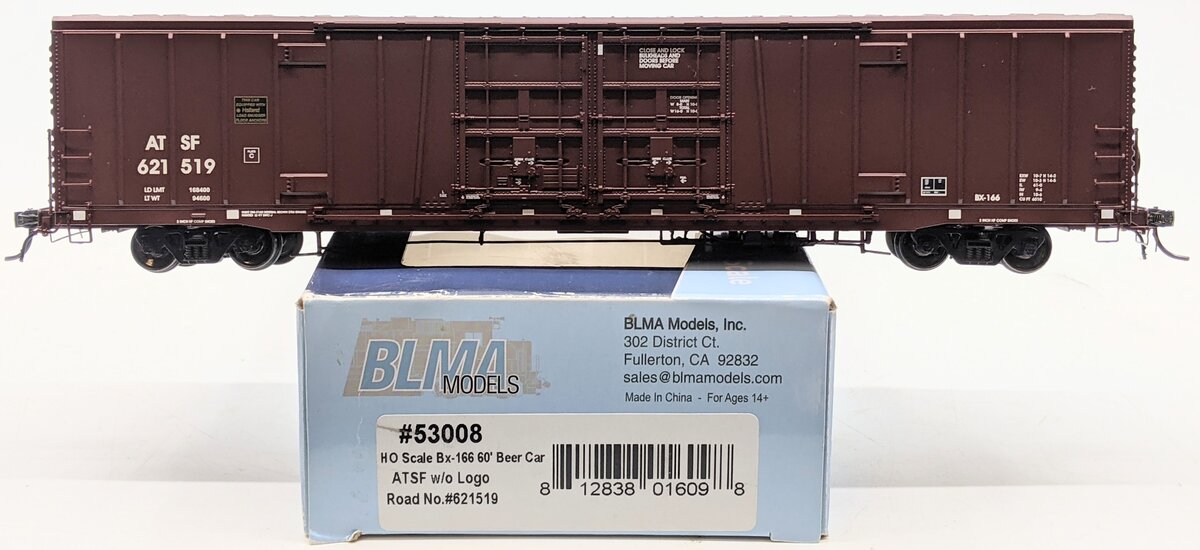 BLMA Models 53008 HO Atchison, Topeka and Santa Fe 60' DD Boxcar #621519