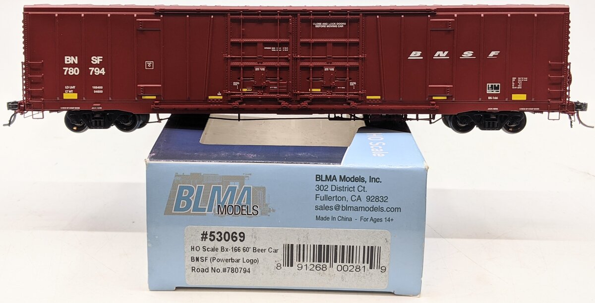 BLMA Models 53069 HO Burlington Northern Santa Fe 60' Beer Car Bx-166 #780794
