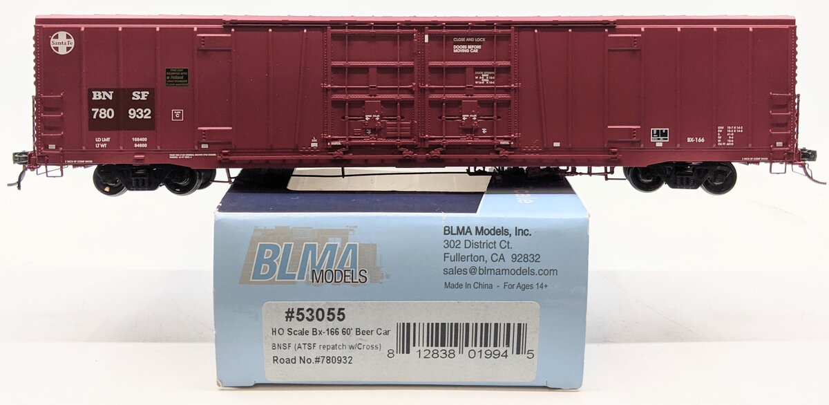 BLMA Models 53055 HO Burlington Northern Santa Fe Bx-166 60' Beer Car #780932