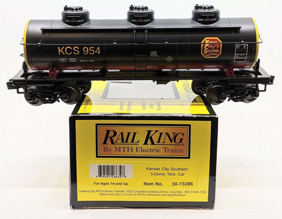 MTH 30-73286 O Kansas City Southern 3-Dome Tank Car