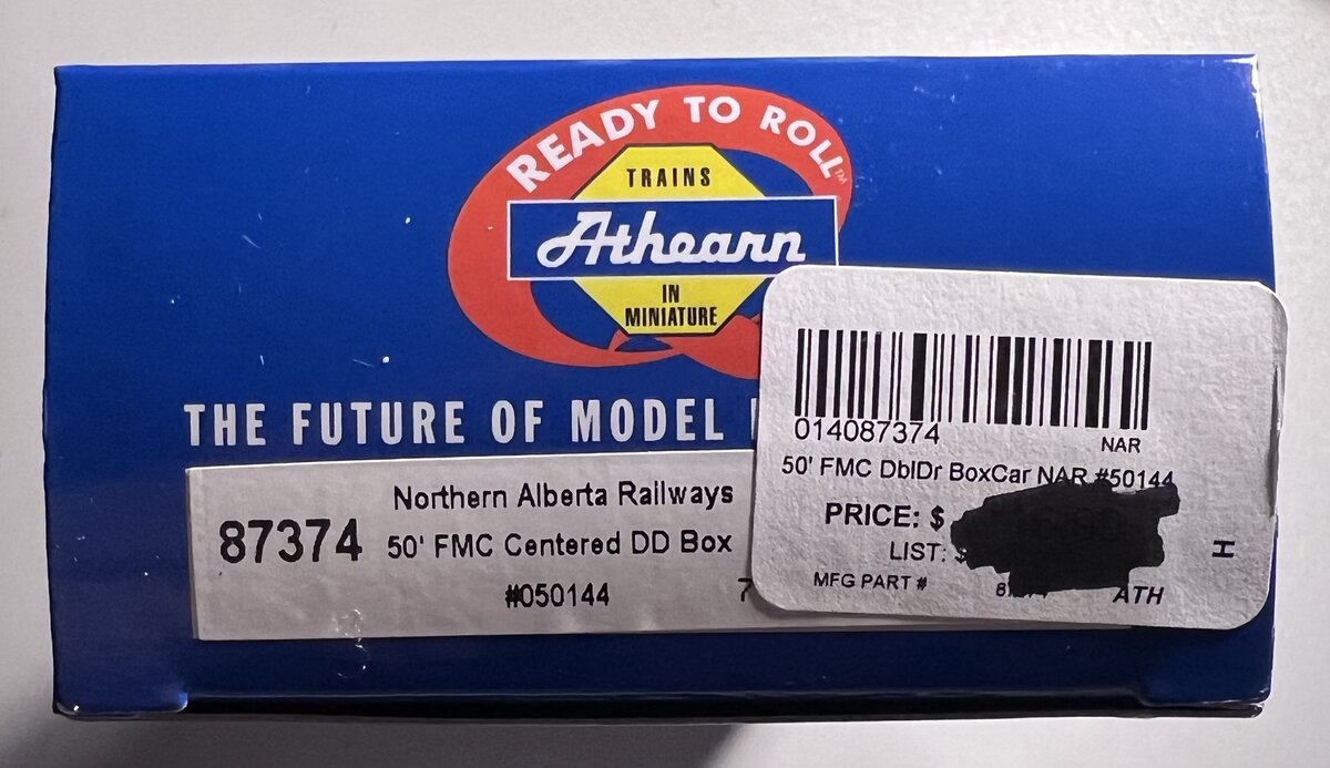 Athearn 87374 HO Scale NAR 50' FMC Centered Double Door Boxcar #050144