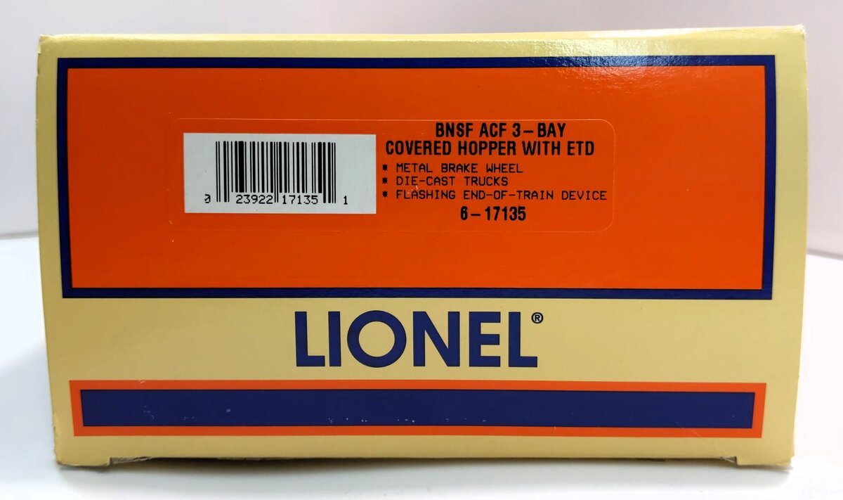 Lionel 6-17135 O Gauge BNSF ACF 3-Bay Covered Hopper With ETD #403699 LN/Box