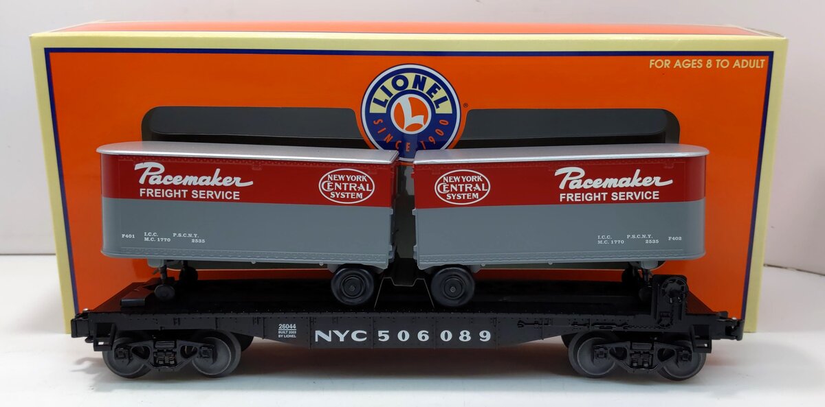 Lionel 6-26044 O Gauge New York Central Flatcar #506089 with Trailers