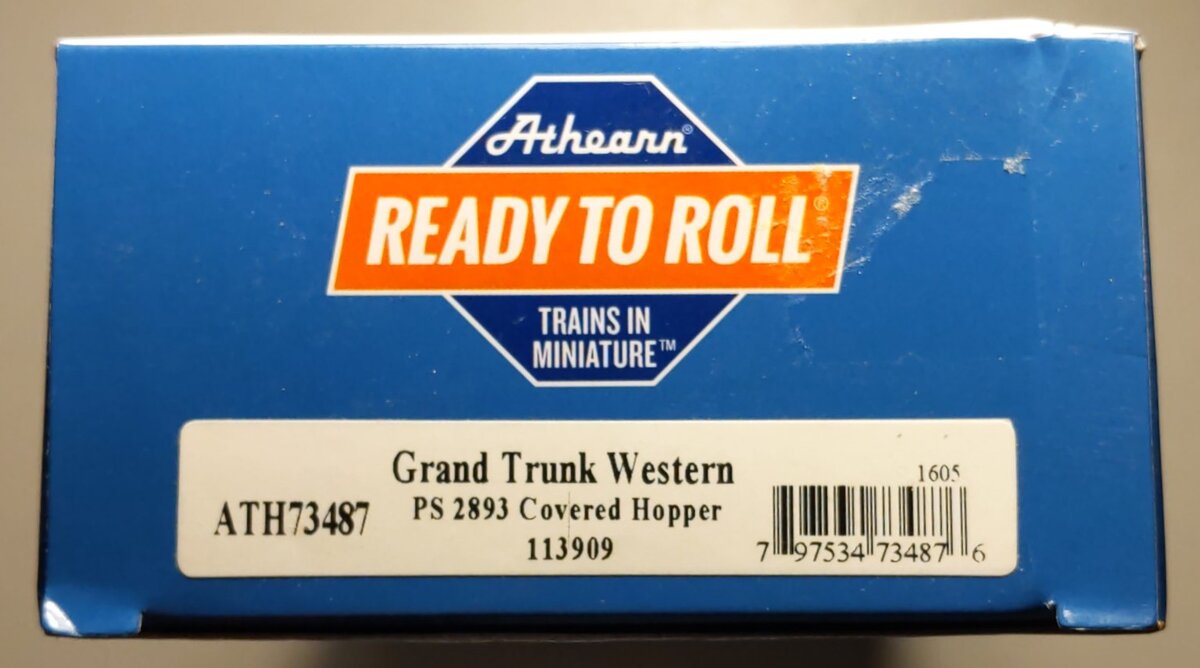 Athearn 73487 HO Scale Grand Trunk Western PS2 2893 3-Bay Covered Hopper #113909