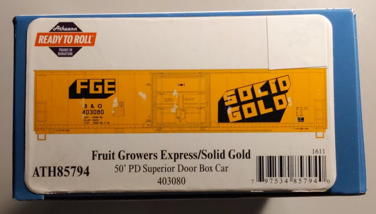 Athearn 85794 HO Scale FGE/B&O 50' Plug-Door Superior Door Boxcar #403080