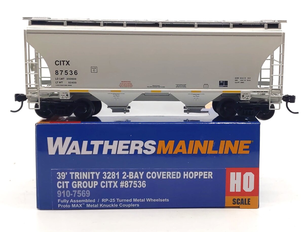 Walthers 910-7569 HO CITX RTR 39' Trinity 3281 2-Bay Covered Hopper #87536