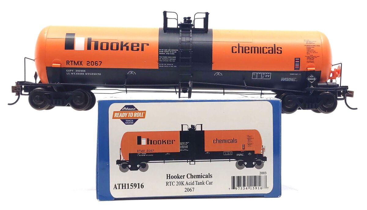 Athearn 15916 HO Hooker Chemicals RTMX RTC 20,900-Gal Acid Tank Car #2067