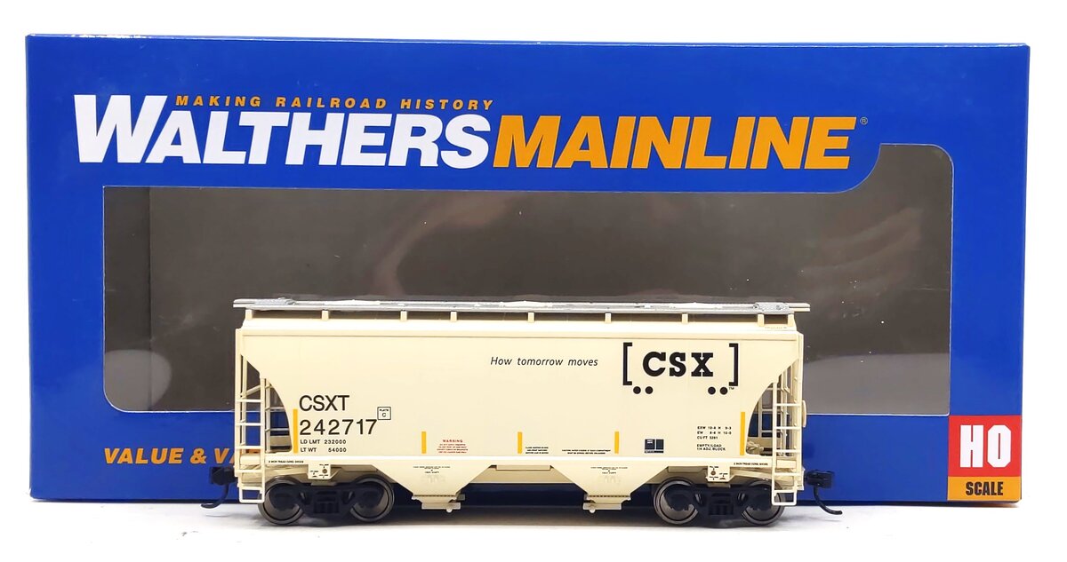 Walthers 910-7577 HO CSX RTR 39' Trinity 3281 2-Bay Covered Hopper #242717